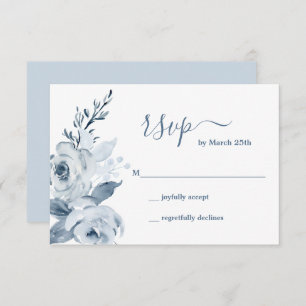 Dusty Blue Floral RSVP card