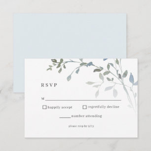 Dusty Blue Floral RSVP Wedding Reception Card