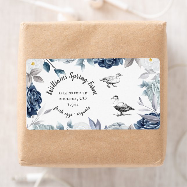 dusty blue floral rustic script duck Egg Carton (Insitu)