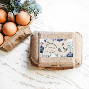 Dusty Blue Floral Rustic Script Duck Egg Carton
