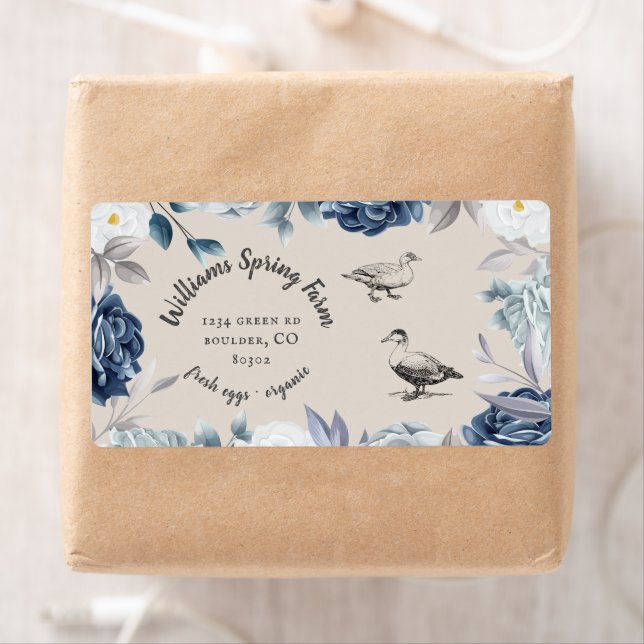 dusty blue floral rustic script duck Egg Carton (Insitu)