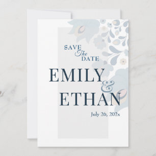 Dusty Blue Floral Save the Date