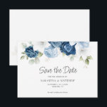 Dusty Blue Floral Save the Date Card<br><div class="desc">Elegant floral watercolor dusty blue,  white,  and navy floral bouquet wedding save the date card. The card features a script "Save the Date",  that can be changed to a font type of your choice that are available here when you click the "Personalise" button.</div>
