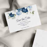 Dusty Blue Floral Save the Date Card<br><div class="desc">Elegant floral watercolor dusty blue,  white,  and navy floral bouquet wedding save the date card. The card features a script "Save the Date",  that can be changed to a font type of your choice that are available here when you click the "Personalise" button.</div>