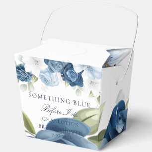Dusty Blue Floral Script Bridal Shower Favour Box
