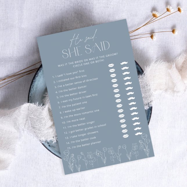 Dusty Blue Floral Script Bridal Shower Game (Creator Uploaded)