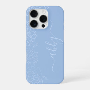 Dusty Blue Floral Script iPhone / iPad case