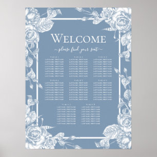 Dusty Blue Floral Seating Chart