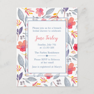 Dusty Blue Floral Shower Invitation