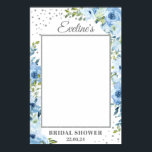 Dusty blue floral silver bridal shower photo prop poster<br><div class="desc">Dusty blue floral silver bridal shower photo prop photo prop selfie frame,  
!!! Note: Mount on heavy card stock
Contact me for matching items or for customisation,  Blush Roses ©</div>