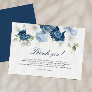 Dusty Blue Floral Something Blue Before I Do Thank You Card