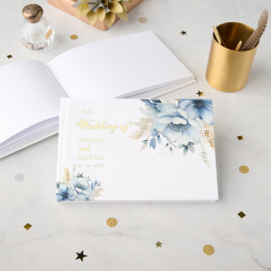Dusty Blue Floral SPring Bloom Wedding  Guest Book