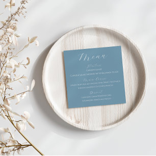 Dusty Blue Floral Spring Wedding Square Menu