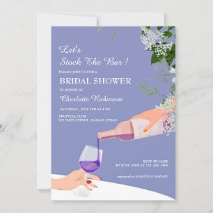 Dusty Blue Floral Stock The Bar Bridal Shower Invitation