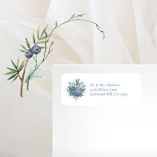 Dusty Blue Floral Succulents Return Address