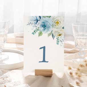 Dusty Blue Floral Table 1 Wedding Table Number