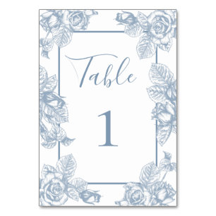 Dusty Blue Floral Table Number