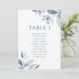 Dusty Blue Floral Table Number Seating Card