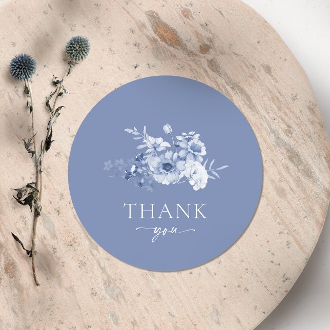 Dusty Blue Floral "Thank You" Sticker (Creator Uploaded)