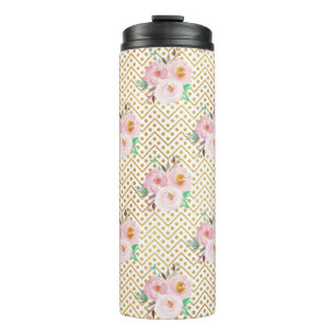 Dusty Blue Floral Ties Thermal Tumbler
