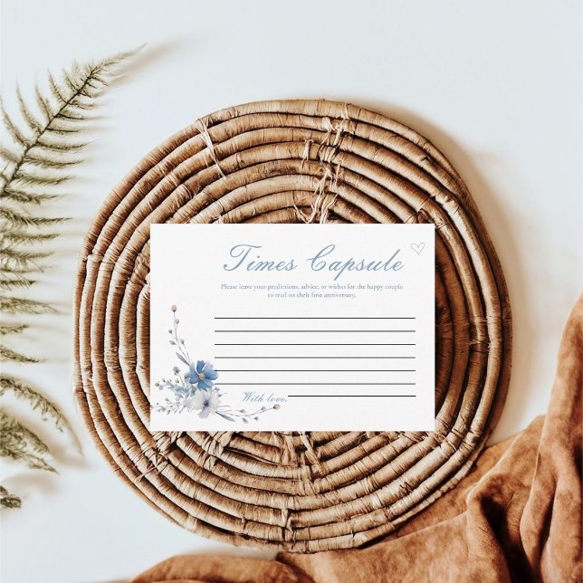 Dusty Blue Floral  Time Capsule Bridal Shower Card (Creator Uploaded)