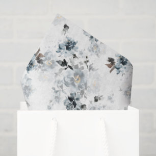 Dusty Blue Floral Tissue Paper