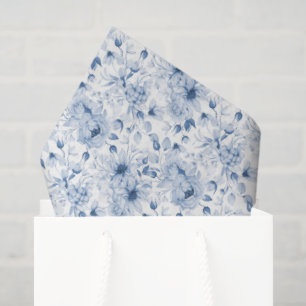 Dusty Blue Floral Tissue Paper