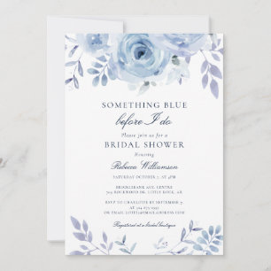 Dusty Blue Floral Watercolor Bridal Shower Invitation