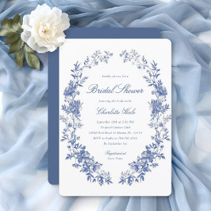 Dusty Blue Floral Watercolor Bridal Shower  Invitation