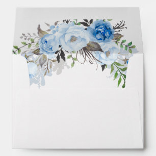 Dusty Blue Floral Watercolor Envelope