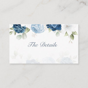 Dusty Blue Floral Watercolor Script Wedding Enclosure Card