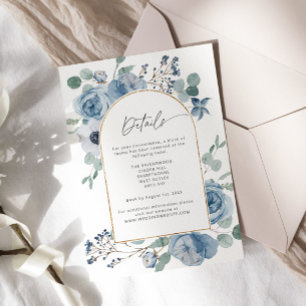 Dusty blue floral watercolor wedding Details Enclosure Card