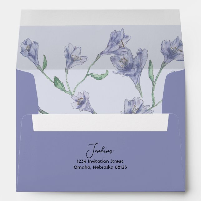 Dusty Blue Floral Watercolor Wedding Envelope (Back (Bottom))