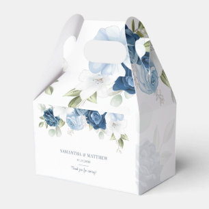 Dusty Blue Floral Watercolor Wedding Favour Box