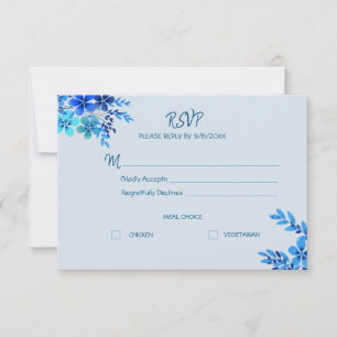 Dusty Blue Floral Watercolor Wedding Response Card