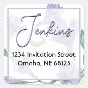 Dusty Blue Floral Watercolor Wedding Square Sticker