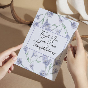 Dusty Blue Floral Watercolor Wedding Thank You Card