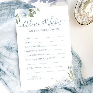 Dusty blue floral wedding advice & wishes card