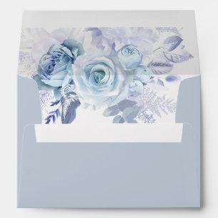 Dusty Blue Floral Wedding Bridal Birthday Envelope