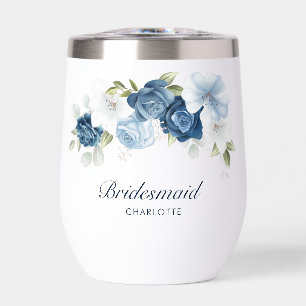 Dusty Blue Floral Wedding Bridesmaid Personalised