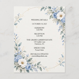 Dusty Blue Floral Wedding Details Card