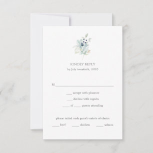 Dusty Blue Floral Wedding   Elegant Spring RSVP Card