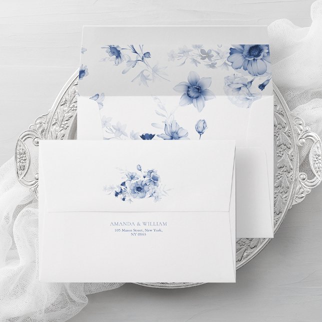 Dusty Blue Floral Wedding Envelope (Creator Uploaded)