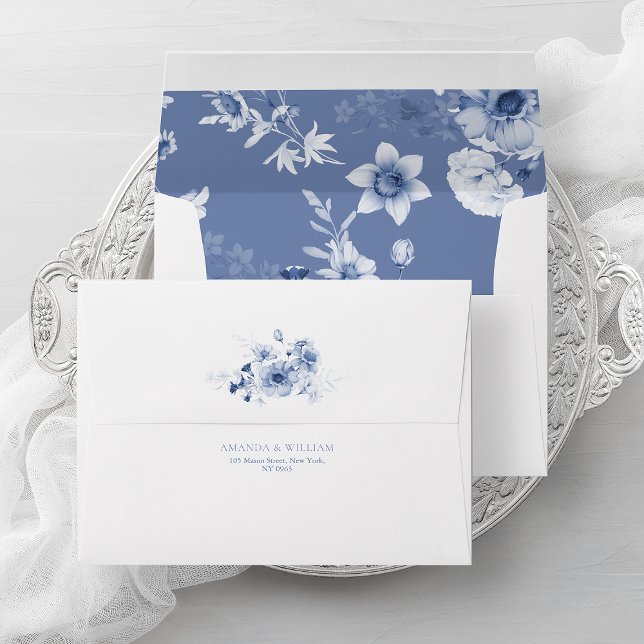 Dusty Blue Floral Wedding Envelope (Creator Uploaded)
