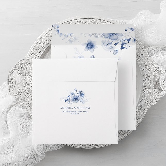 Dusty Blue Floral Wedding Envelope (Creator Uploaded)