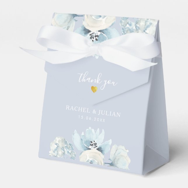 dusty blue floral wedding favour box (Front Side)