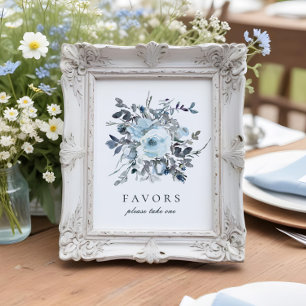 Dusty Blue Floral Wedding Favours Sign