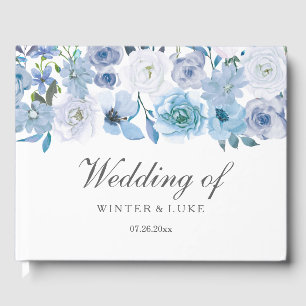 Dusty Blue Floral Wedding Guest Book