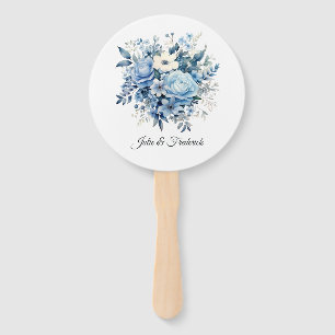 Dusty Blue Floral Wedding Hand Fan