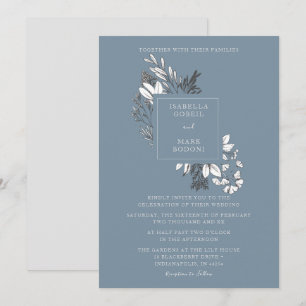 Dusty Blue Floral Wedding Invitation